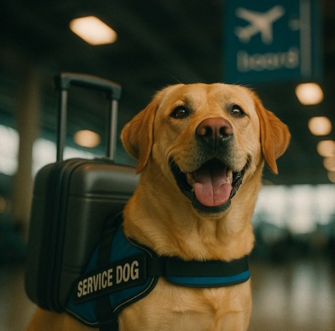 Service dog in airport