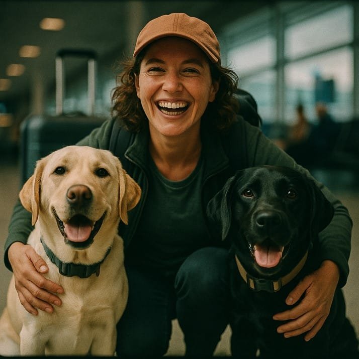Female travelling with 2 dogs