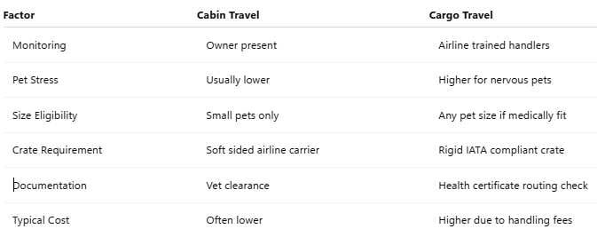 Cabin vs Cargo: What matters most? table Cabin vs Cargo: What matters most? table