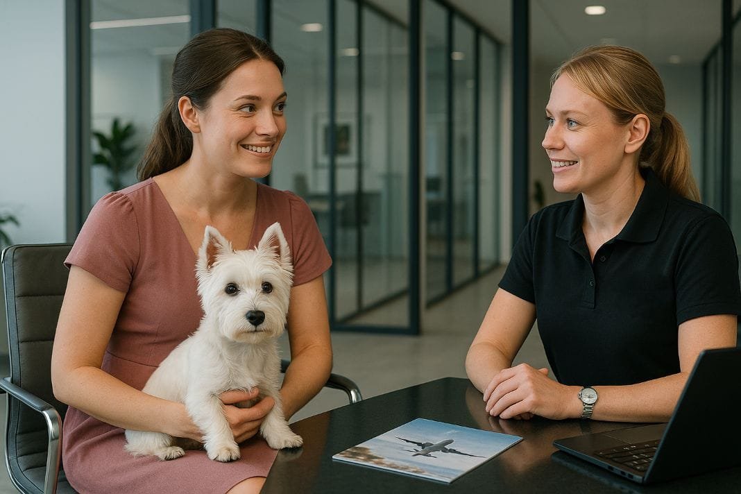 A customer asking questions about pet transport services