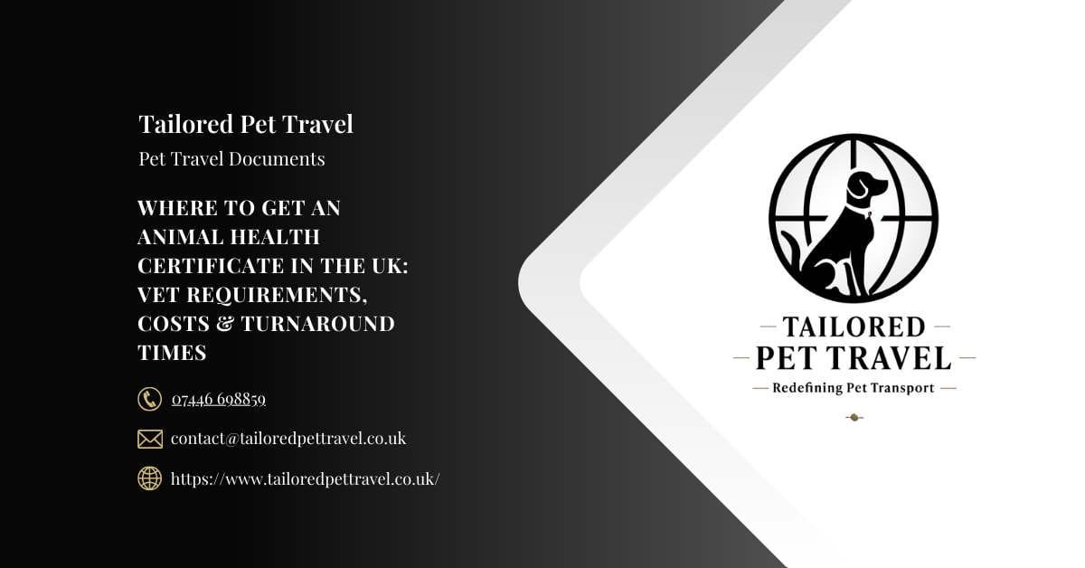 Where to Get an Animal Health Certificate in the UK Vet Requirements, Costs & Turnaround Times .Tailored Pet Travel Where to Get an Animal Health Certificate in the UK Vet Requirements, Costs & Turnaround Times .Tailored Pet Travel
