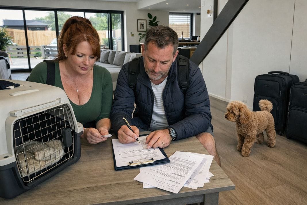 An illustrative image of a couple preparing their travel documents An illustrative image of a couple preparing their travel documents