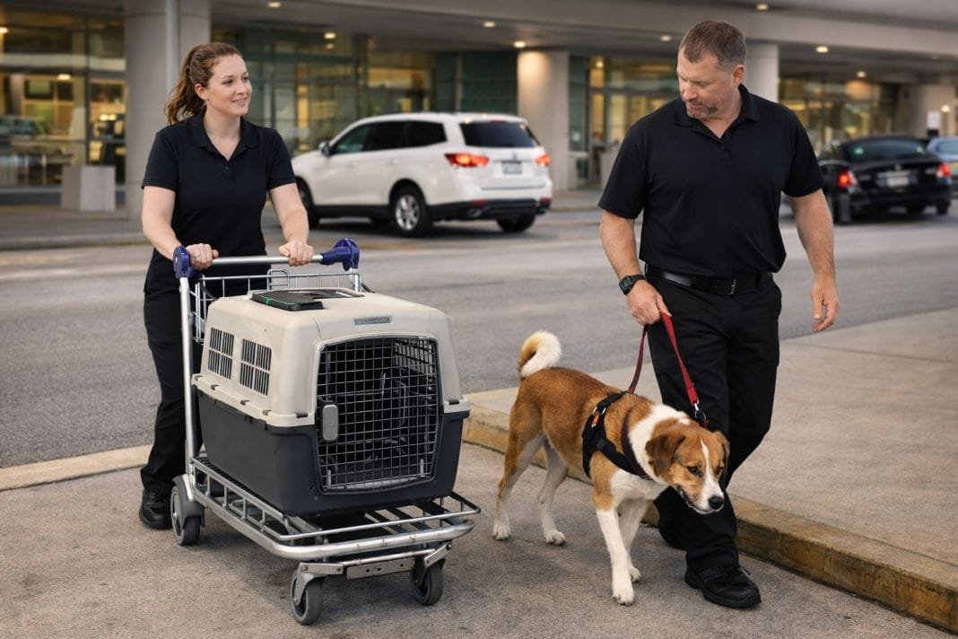 An illustrative image of a pet concierge and pet handler transport service An illustrative image of a pet concierge and pet handler transport service