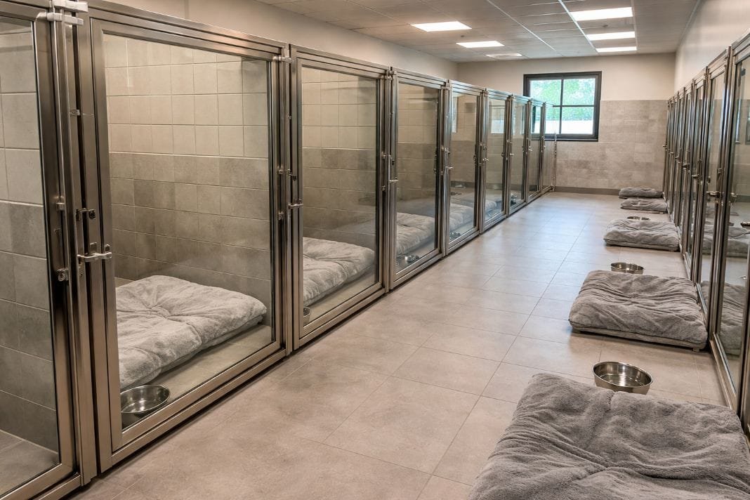 An illustrative image of a pet kennel facility