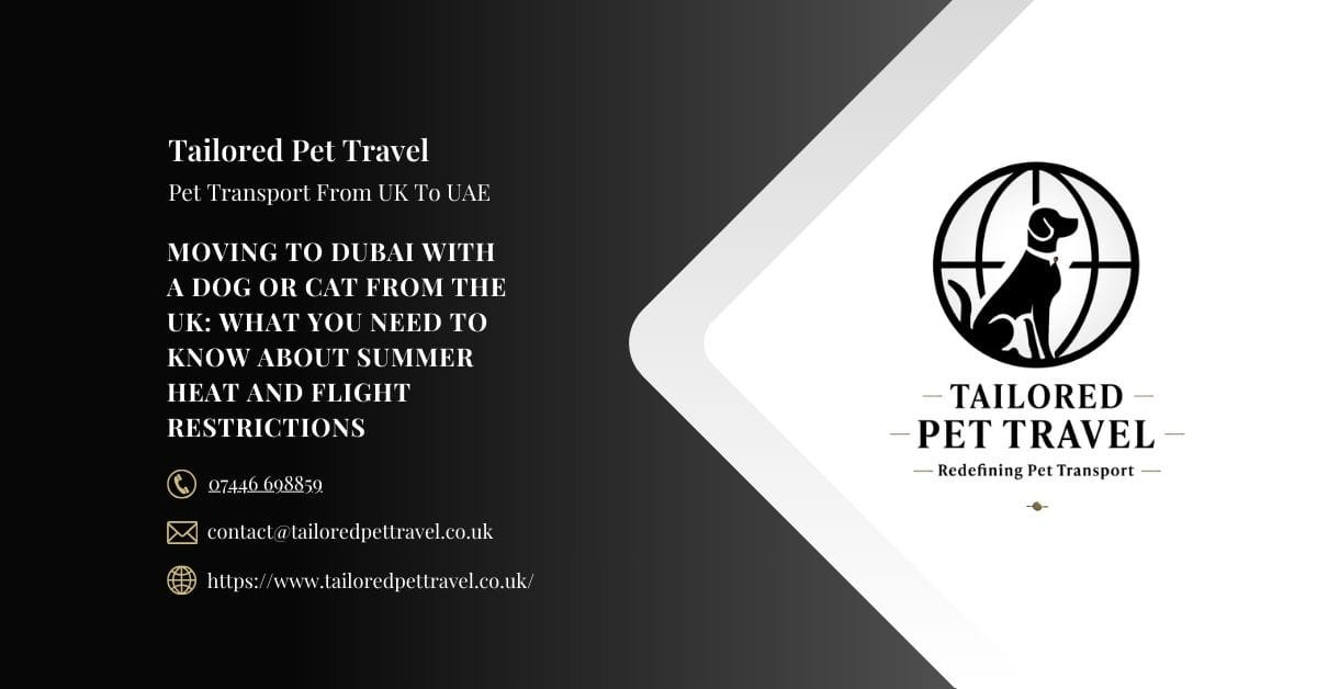 Moving to Dubai with a Dog or Cat from the UK What You Need to Know About Summer Heat and Flight Restrictions - Tailored Pet Travel Moving to Dubai with a Dog or Cat from the UK What You Need to Know About Summer Heat and Flight Restrictions - Tailored Pet Travel