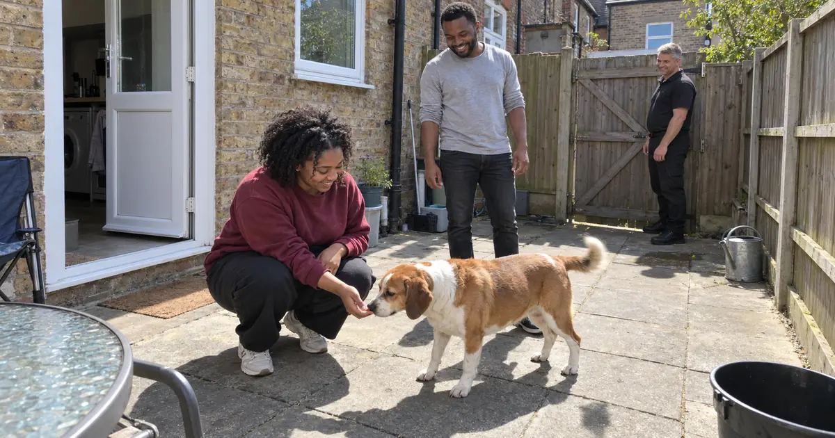Adopted rescue dog arriving at new home – Illustrative Image Adopted rescue dog arriving at new home - Illustrative Image
