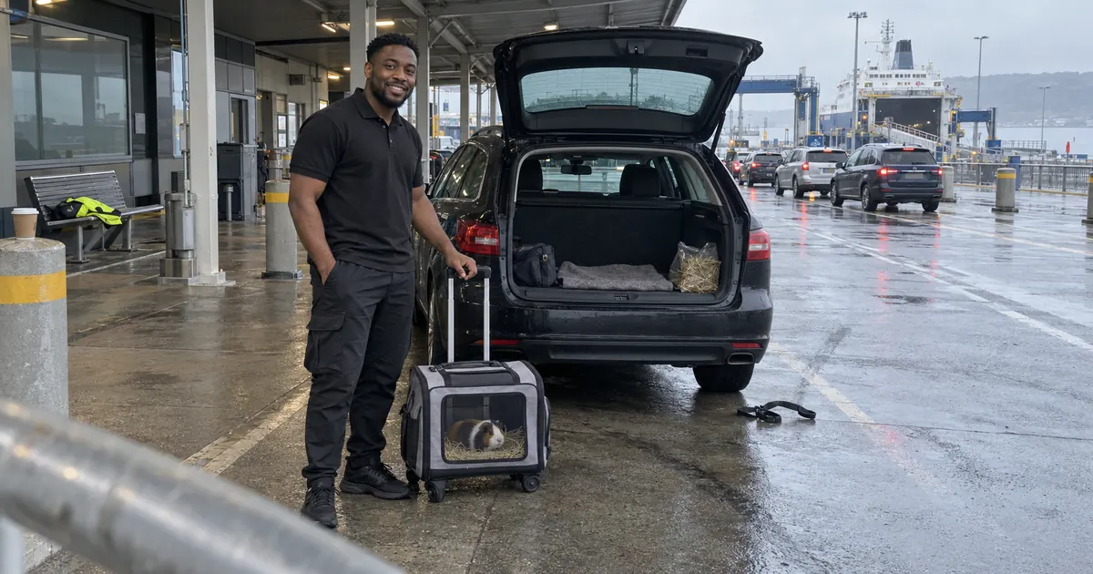 Guinea pig travel crate being moved through airport – Illustrative Image Guinea pig travel crate being moved through airport - Illustrative Image