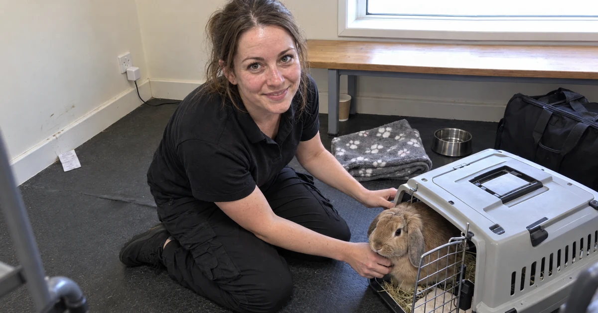 A rabbit in an approved travel crate - Illustrative Image A rabbit in an approved travel crate - Illustrative Image